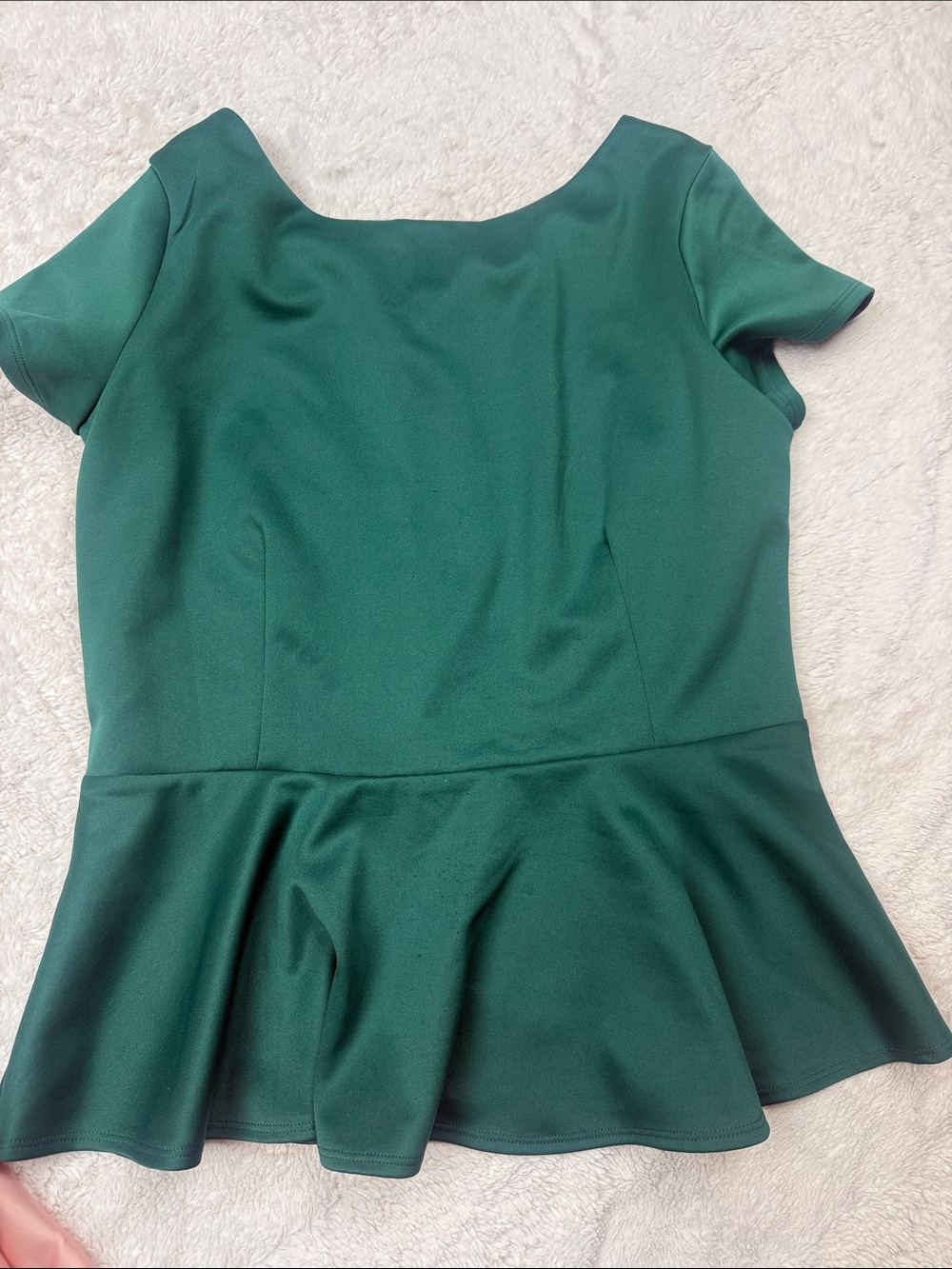 Bisou Bisou Green Short-Sleeve Peplum Top